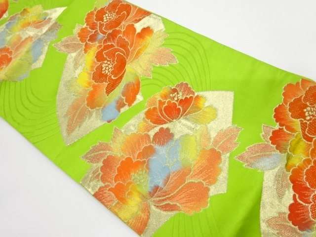 地紙に牡丹模様織り出し名古屋帯